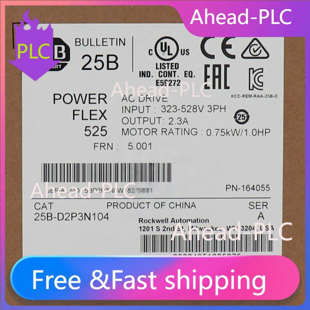Allen-Bradley AB 25B-D2P3N104 PowerFlex 525 0.75kW 1Hp AC Drive Factory Sealed