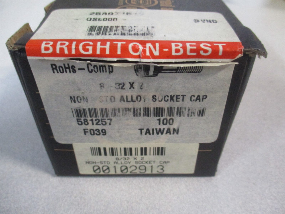 (581257P) #8-32 Alloy Steel Partially Threaded Hex Socket Cap Screw - Qty 100