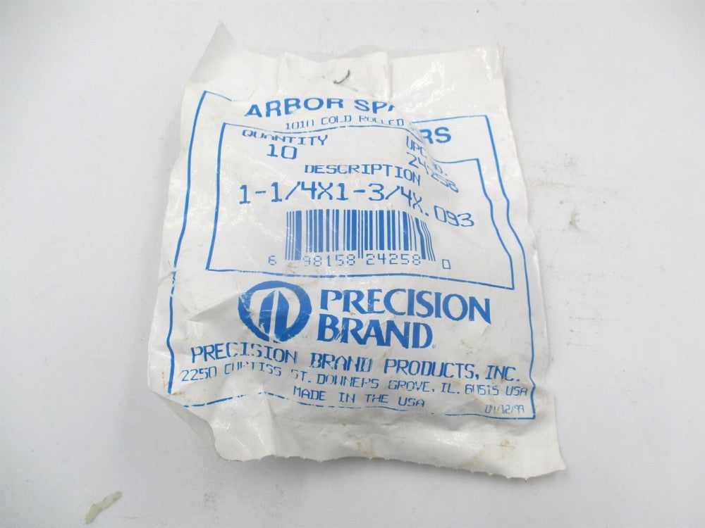 (24258) 1-1/4″ x 1-3/4″ OAL Steel Machine Tool Arbor Spacer - Pack of 10