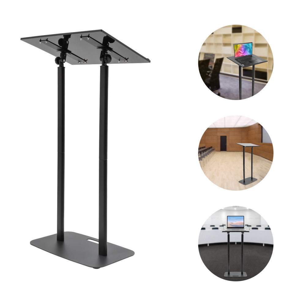 Conference Pulpit Acrylic Black Podium Church Lectern Pulpit Office Metal Base