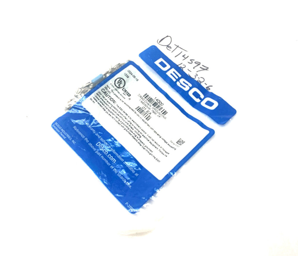 Desco 14000 Grounding Drag Chain 7mm 1 MEGOHM, 24"