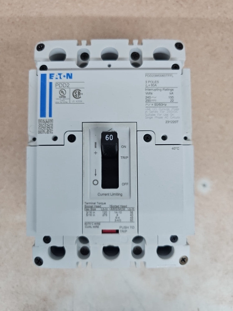 1) New Take Out Eaton PDD23M0060TFFL Bolt On Circuit Breaker 60A 240V 3P