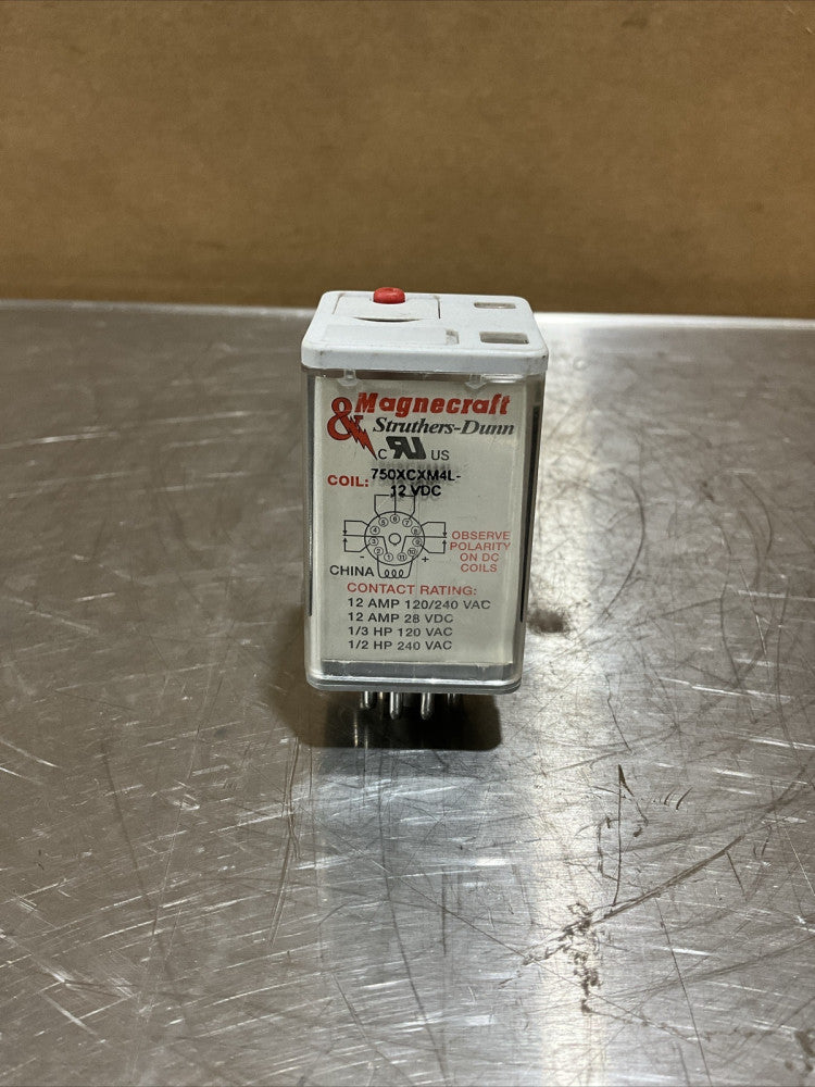 Magnecraft 750XCXM4L Ice Cube Relay, 12 AMP, 120/240 VAC, 28 VDC, 1/3 HP, NOS