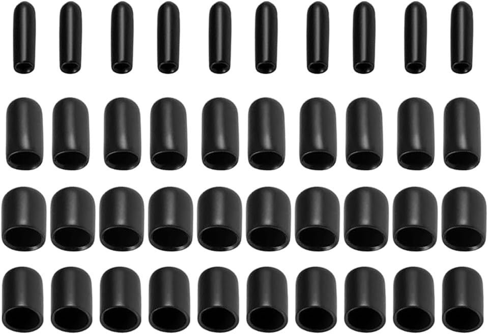 40pcs Round Rubber End Caps 1/8"" 1/4"" 3/8"" 1/2"" Black Vinyl Cover