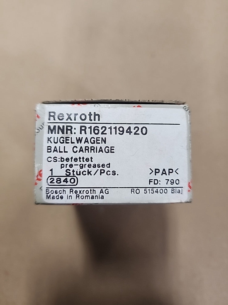 Brand New Rexroth R162119420 RUNNER BLOCK BALL BEARING