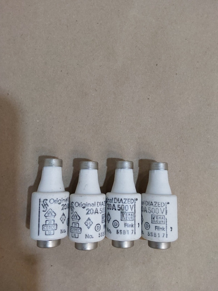 CEBEC 5SB17 20AMP 500V DIAZED FUSE (Lot Of 4)