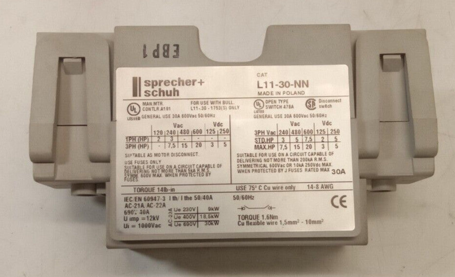 Sprecher+Schuh L11-30-NN Main Motor Controller