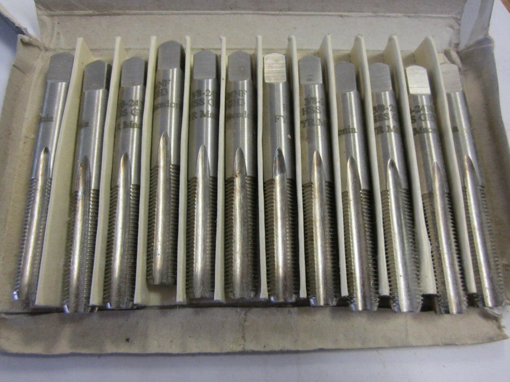 3/8-24 H3 UNF High Speed Steel 4-Flute Bottoming Chamfer Taps - Lot of 12