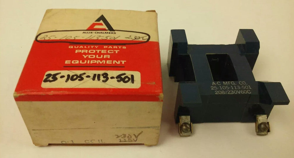ALLIS CHALMERS 25-105-113-501, COIL, 208/230V, 60HZ, NEW SURPLUS, 25105113501