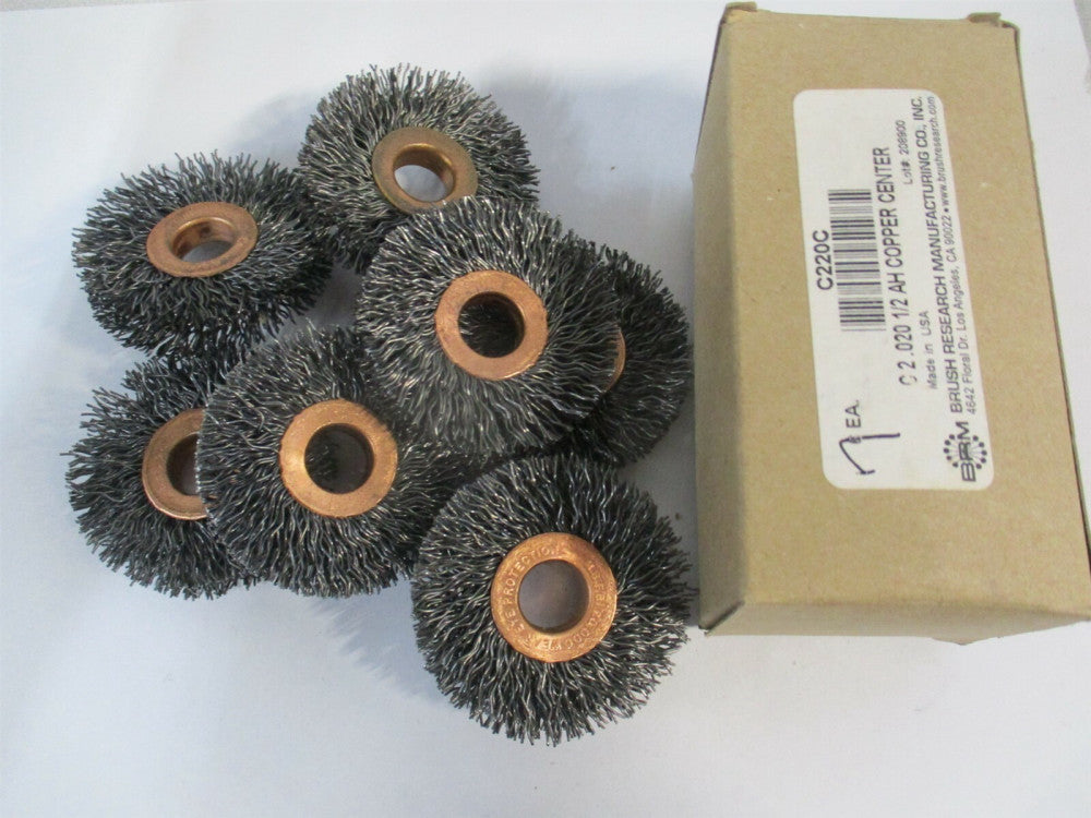 Brush Research Manufacture (C220C) 2 x 1/2 Crimped Carbon Wheel Brush - Lot of 7
