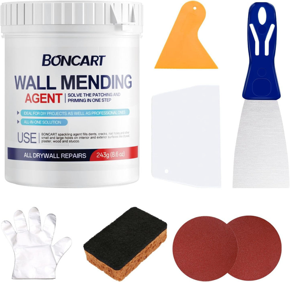 8.6oz Drywall Patch Repair Kit - Professional All-in-1 Tool Set WHITE-1