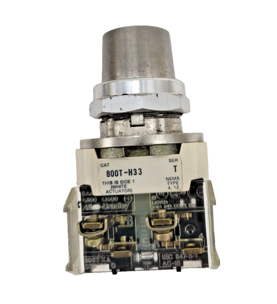 ALLEN-BRADLEY KEYED SELECTOR SWITCH 800T-H33, SER. T, 1 CONTACTOR 800T-XA