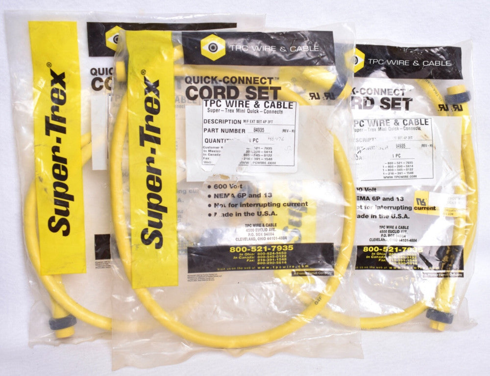 3 Count TPC Wire & Cable Male Female Ext Set 4P 3' Cord Sets 84935