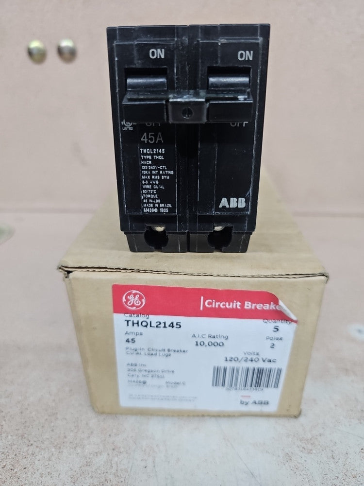 1) GE ABB THQL2145 Circuit Breaker 45AMP 120/240V 2-Poles