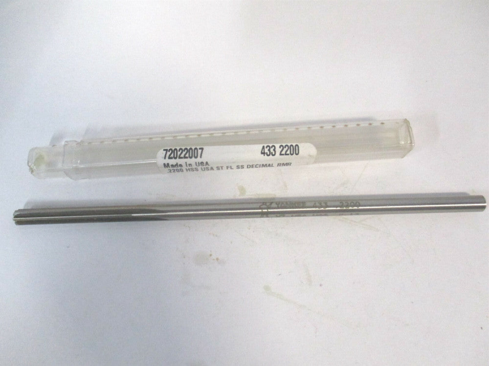 (433-0.2200) 0.22" 6 Straight Shank Straight Flute HSS -Flute Chucking Reamer