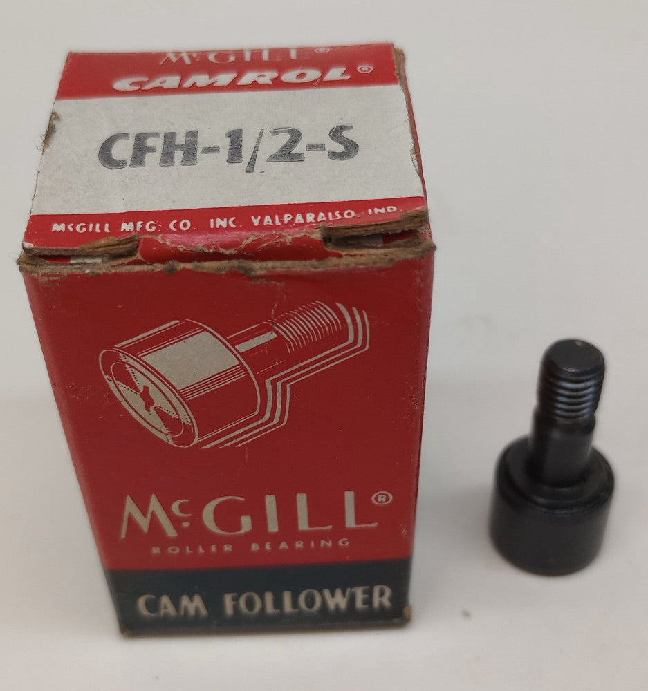 McGill CFH-1/2-S No Plug Cam Follower 1/2" Roller OD 3/8" Roller W 1/4" Stud D