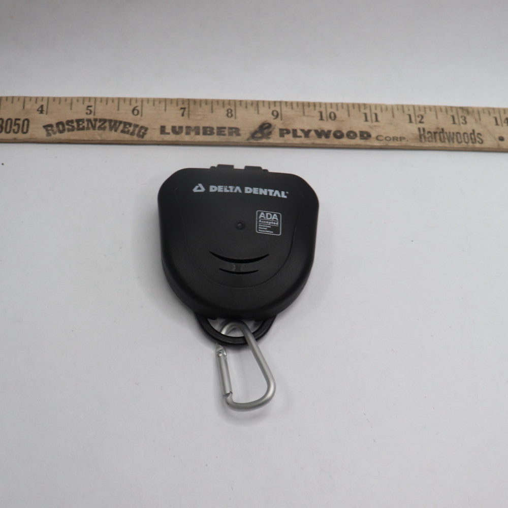 Delta D Orthodontic Retainer Case Solid Black With Carabiber 3" X 3-1/2"