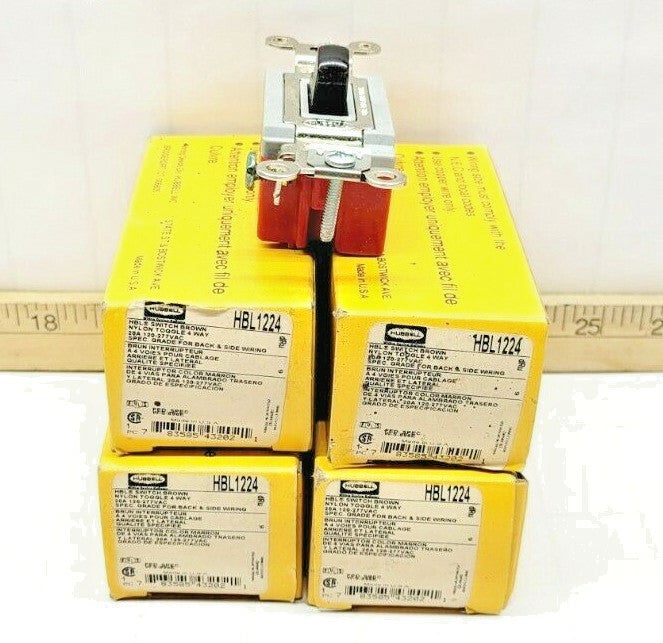 4) New Hubbell Nylon Toggle Switches 20 A 120-277 VAC HBL1224 (LOT OF 4)