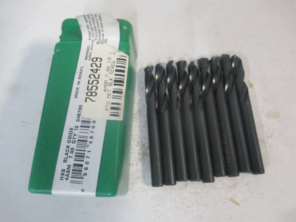 (046700) 7.00024mm x 74mm OAL 135° Spiral HSS Screw Machine Drill Bit - Qty 9