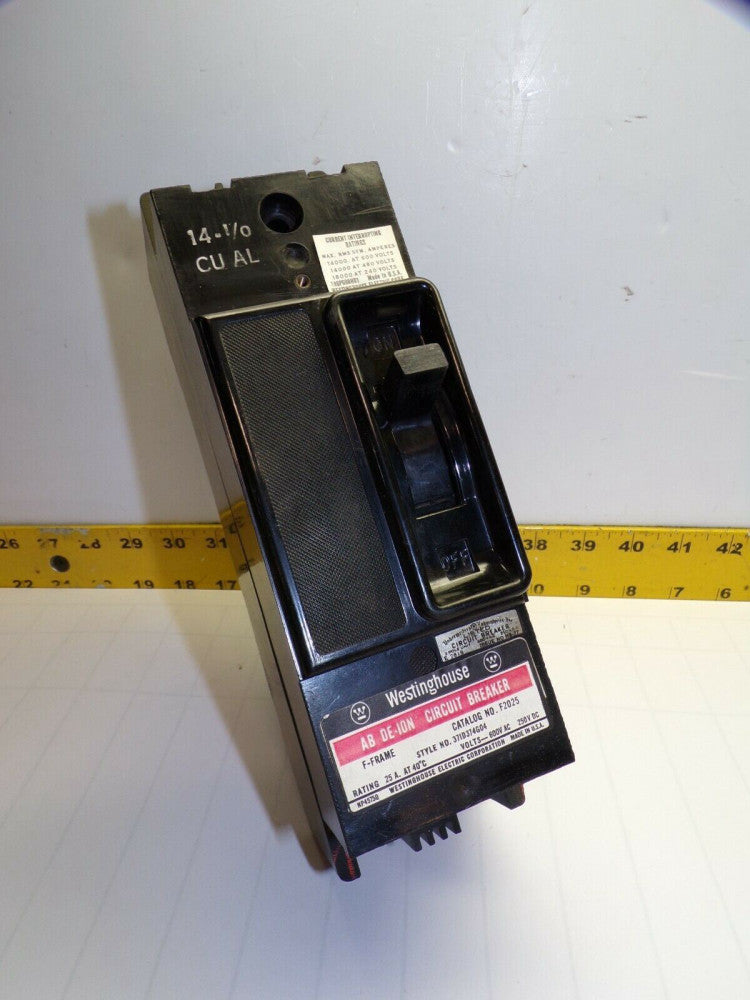 WESTINGHOUSE 25 AMP AB DE-ION CIRCUIT BREAKER 600 VAC / 250 VDC 2 POLE F2025