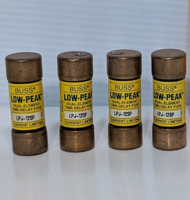 Lot of 4: Buss LPJ-12SP Low-Peak Dual-Element Time-Delay Fuses, Made in USA