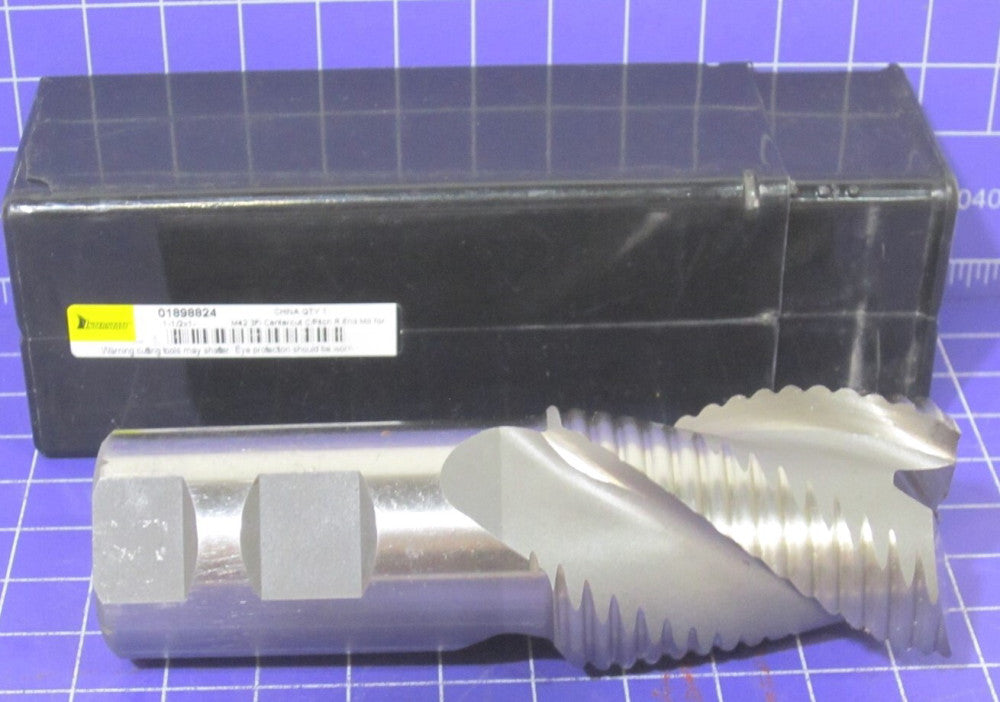 1-1/2" Diameter 3F Roughing End Mill HSS-Co8 2" LOC, 4-1/2" OAL 38° Helix RH
