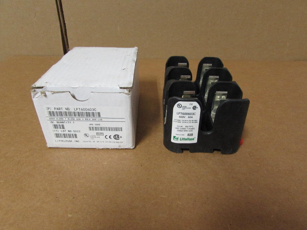 LITTELFUSE, LFT600603C, 60A/600V/3P BOX LUG KIT, NIB!! MAKE OFFER!!