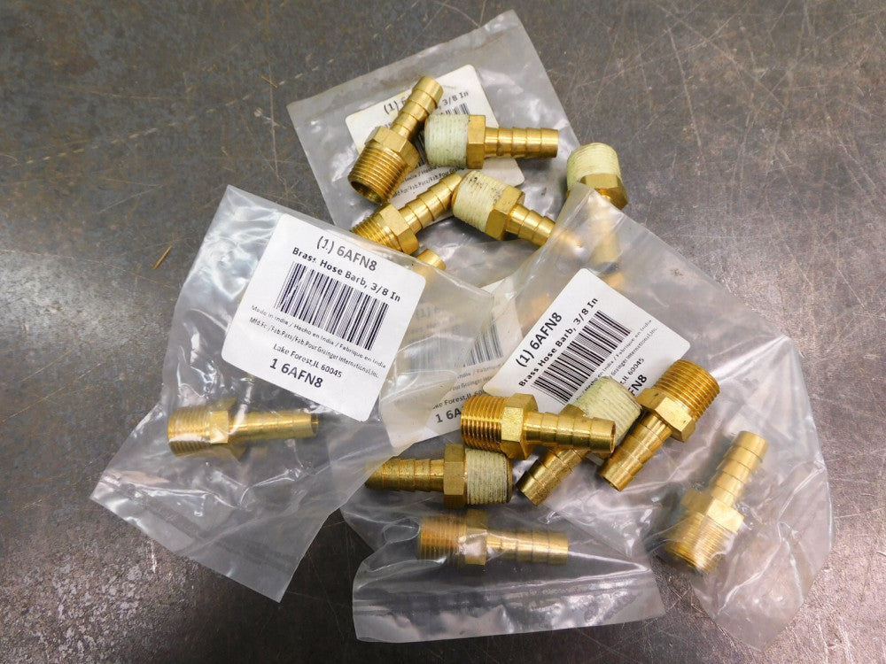 Lot of 15 GRAINGER 6AFN8 Barbed Hose Fitting 3/8 in Hose ID Hose Barb x 3/8" NPT