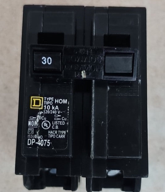 Square D HOM230 2P 30A 120/240VAC Plug On Circuit Breaker NTO see pics