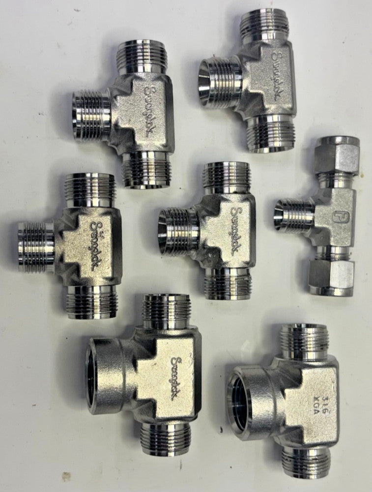 PARKER AND SWAGELLOK UNION FITTINGS LOT OF 7