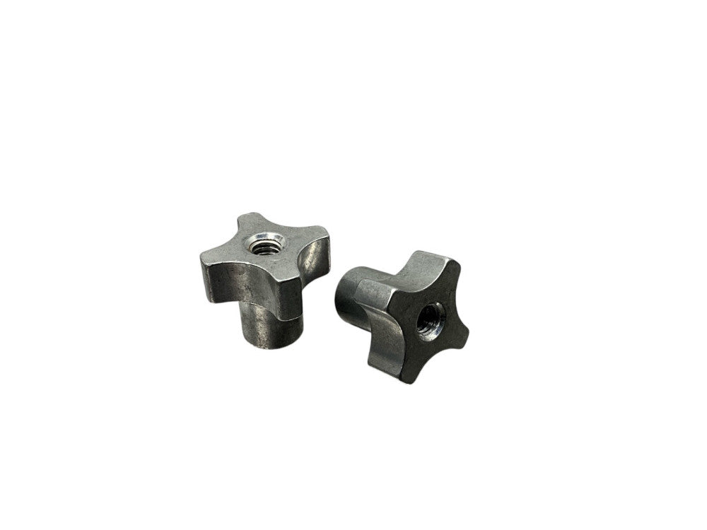 Set of 2 Lobed Knob: Female 4 Points, Hole .2” Aluminum