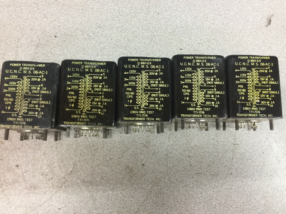 NEW NO BOX (LOT OF 5) TTI 105/115/125 VAC PRI 15/20 VAC SEC POWER TRANSFORMER Q-