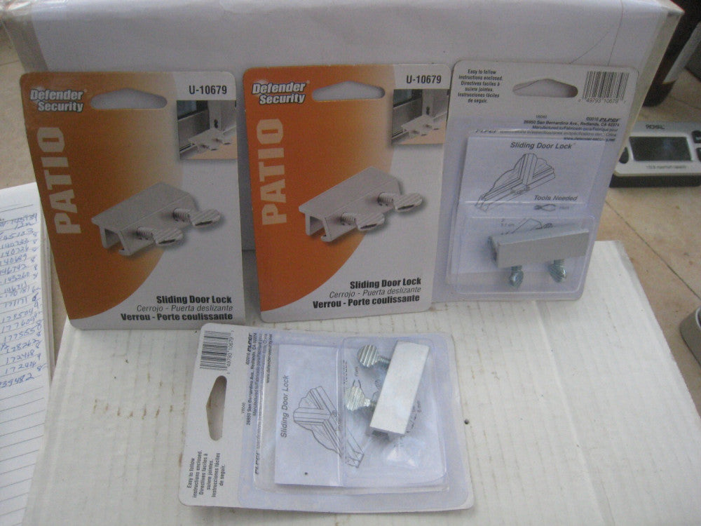 4 Defender Security U 10679 Sliding Door Lock with Double Screws Aluminum Finish