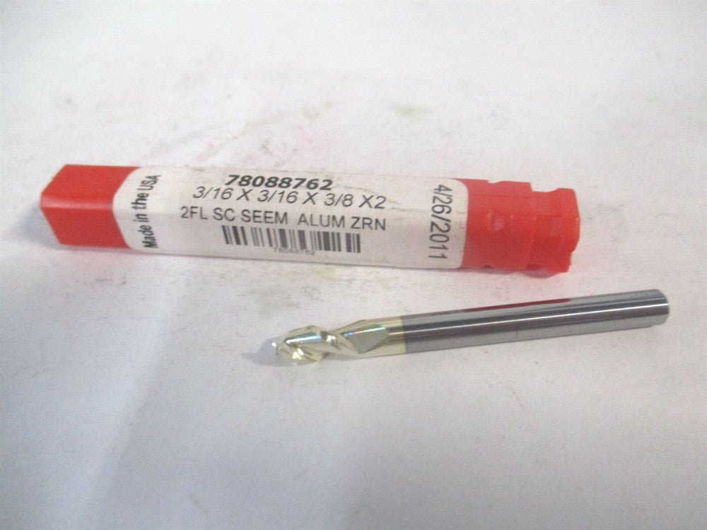 (25018706C5) 3/16" x 3/8" x 3/16" x 2" OAL 2 Flute Solid Carbide Square End Mill