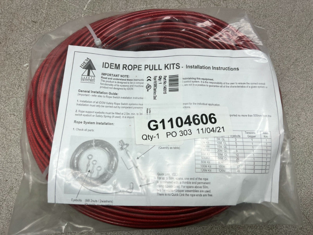 NEW IN BAG IDEM G1104606 PULL CABLE KIT 140015