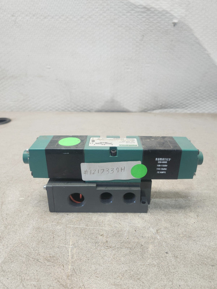 USED NUMATICS SOLENOID VALVE 3 POSITION 4-WAY CLOSED CENTER 3/8" 153SS63AK000030