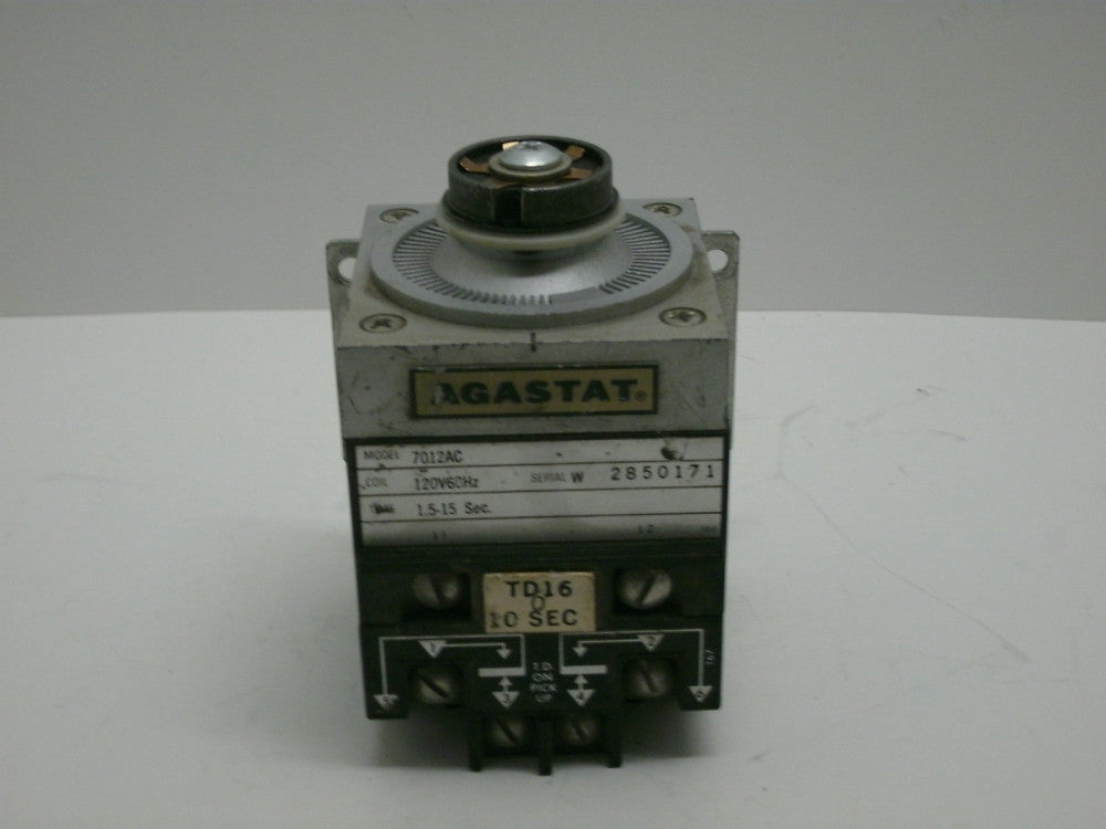 AGASTAT 7012AC TIME DELAY RELAY 1.5-15 SECS 120V 60HZ