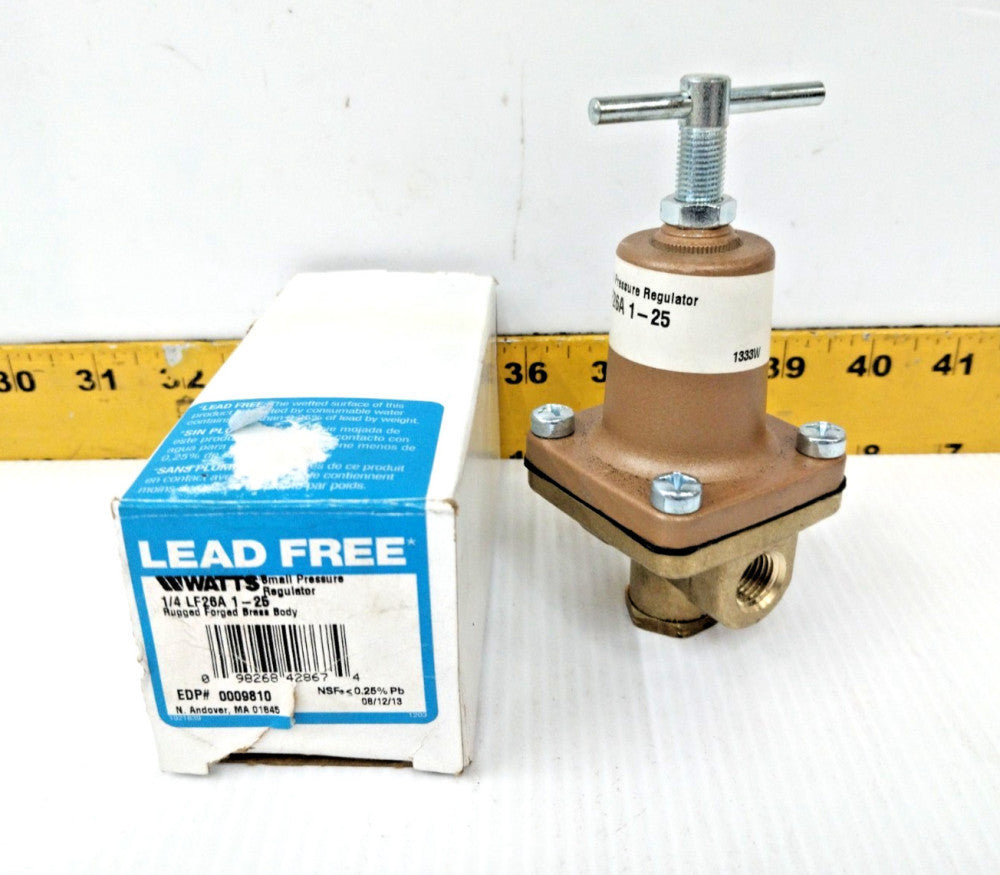 New Watts 1/4" NPT Bronze Small Pressure Regulator 1/4 LF26A 1-25