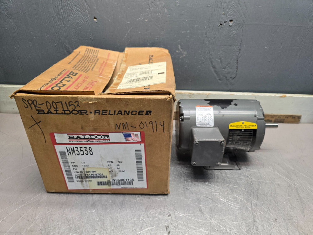 BALDOR RELIANCE NM3538 1/2-HP ELECTRIC MOTOR, 230/460-VAC, 56-FR, NEW IN BOX!