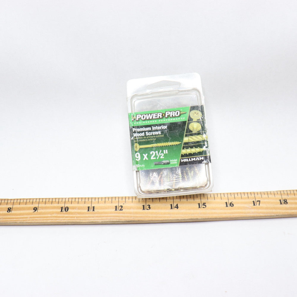 (50-Pk) Hillman Power Pro Premium Interior Wood Screws #9 x 2-1/2" 42472
