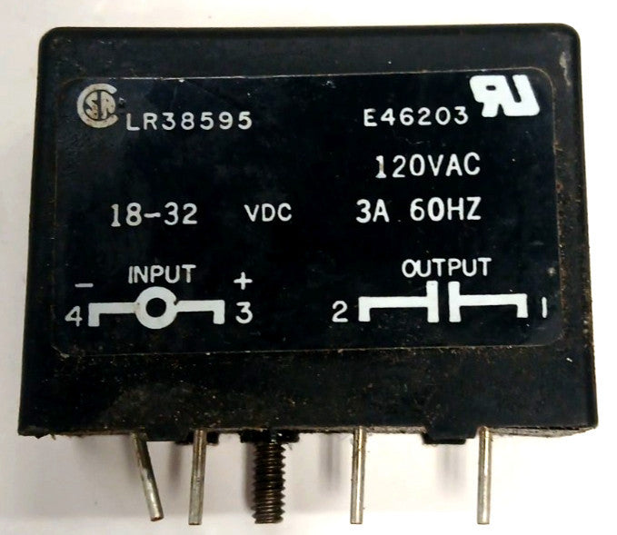 GORDOS SOLID STATE RELAY LR38595 E56203 3A 120 VAC 60 HZ 18-32 VDC
