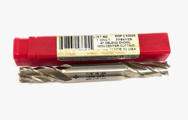 CLEVELAND TWIST 4F DBLEND ENDMIL 7/16" EDP 43325 NON CTR CUT LEAD 2.375