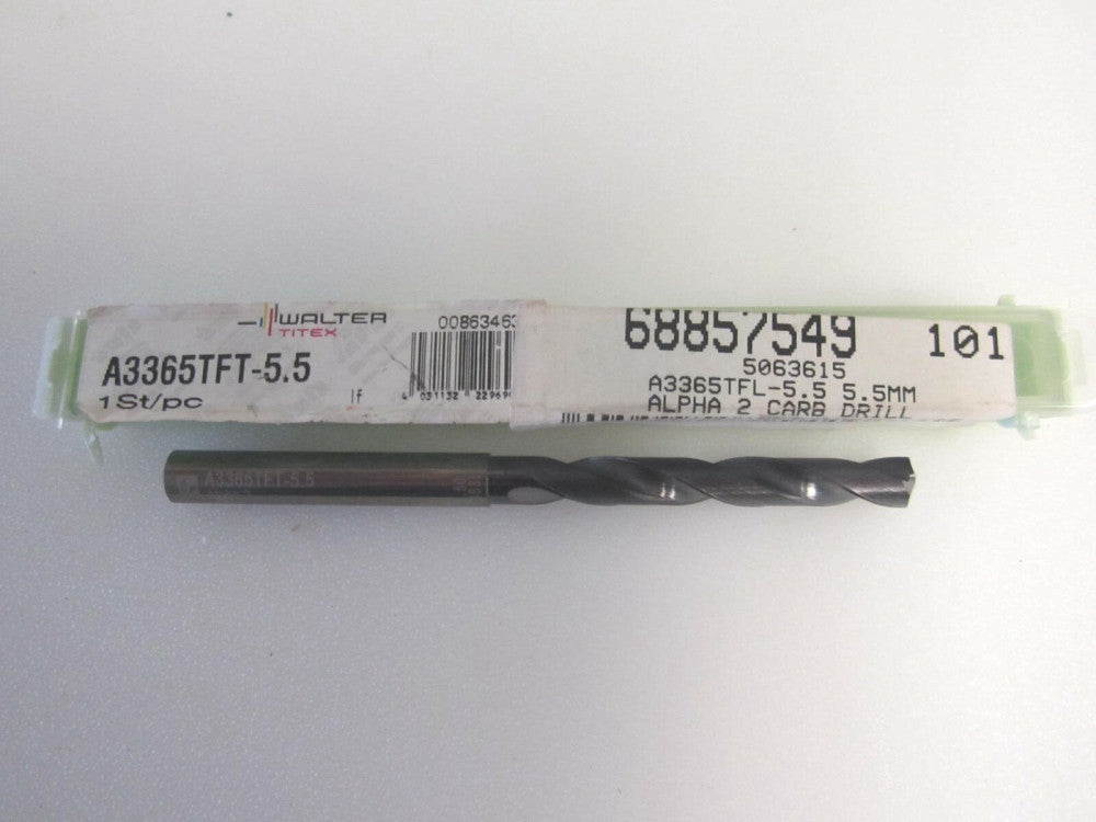 WALTER TITEX (A3365TFT-5.5) 5.5mm Carbide 2-Flute Alpha 2 Jobber Drill Bit