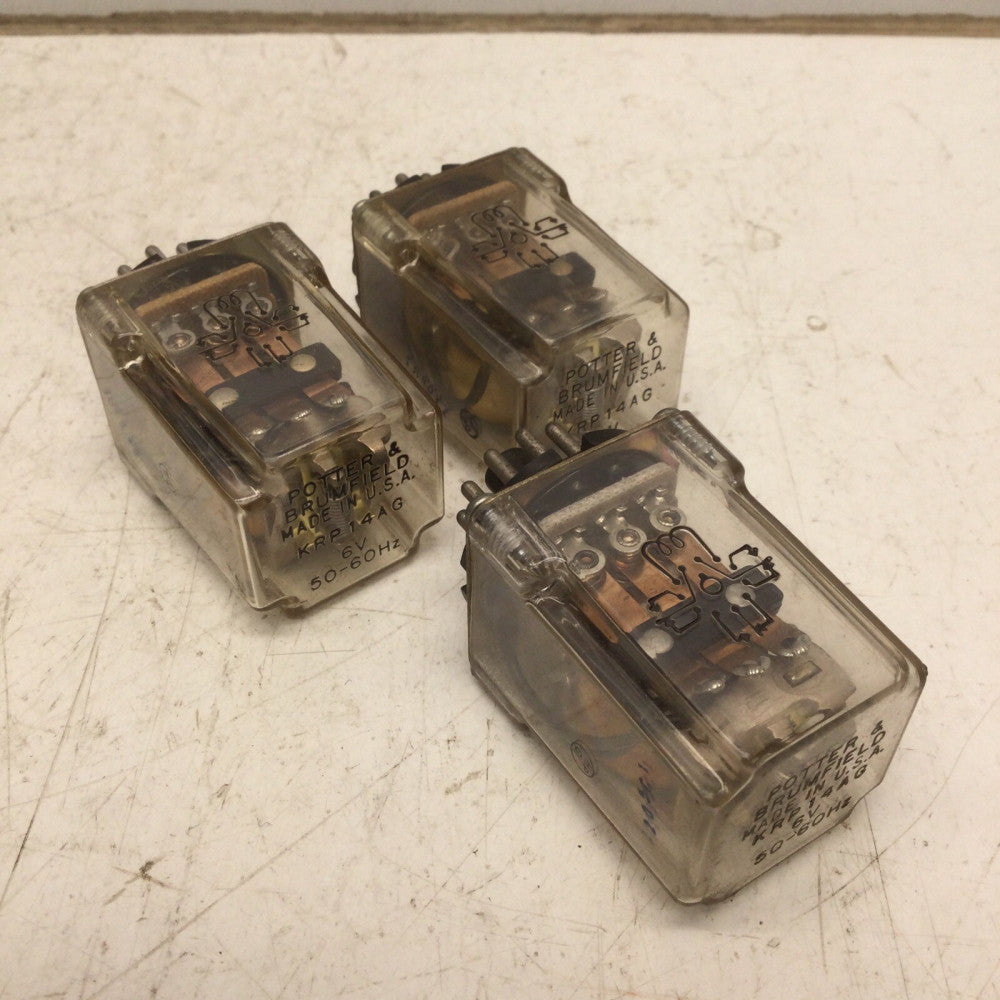 POTTER & BRUMFIELD KRP14AG General Purpose Relay, 6V 50/60Hz (LOT of 3)