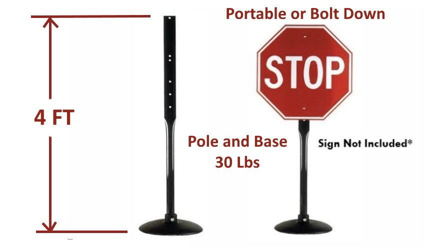 14" PORTABLE SIGN STAND BASE & POLE - GP-4 - Weights 30 Lbs Total - (NEW in BOX)