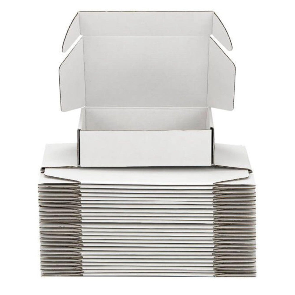 Small Shipping Boxes 8x6x3 Inch (25 Pack) - Sturdy White Corrugated Cardboard...