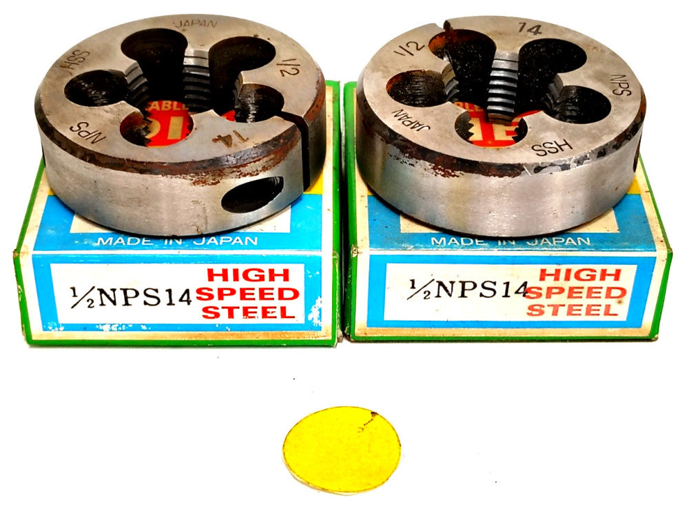 HSS 1/2"-14 ADJUSTABLE ROUND SPLIT THREADED DIES **LOT OF 2**