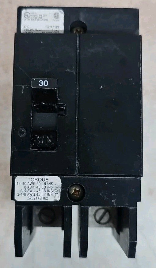 NEW Take Out EATON GHB2030 Molded Case Bolt On Circuit Breaker 2P 30A 480V