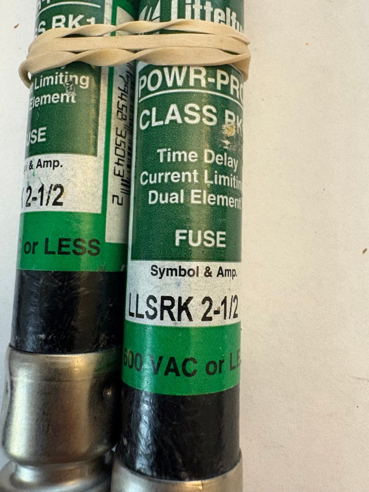 2 - Littelfuse Powr-Pro Class RK1 LLSRK 2-1/2 Fuse Time Delay 600VAC