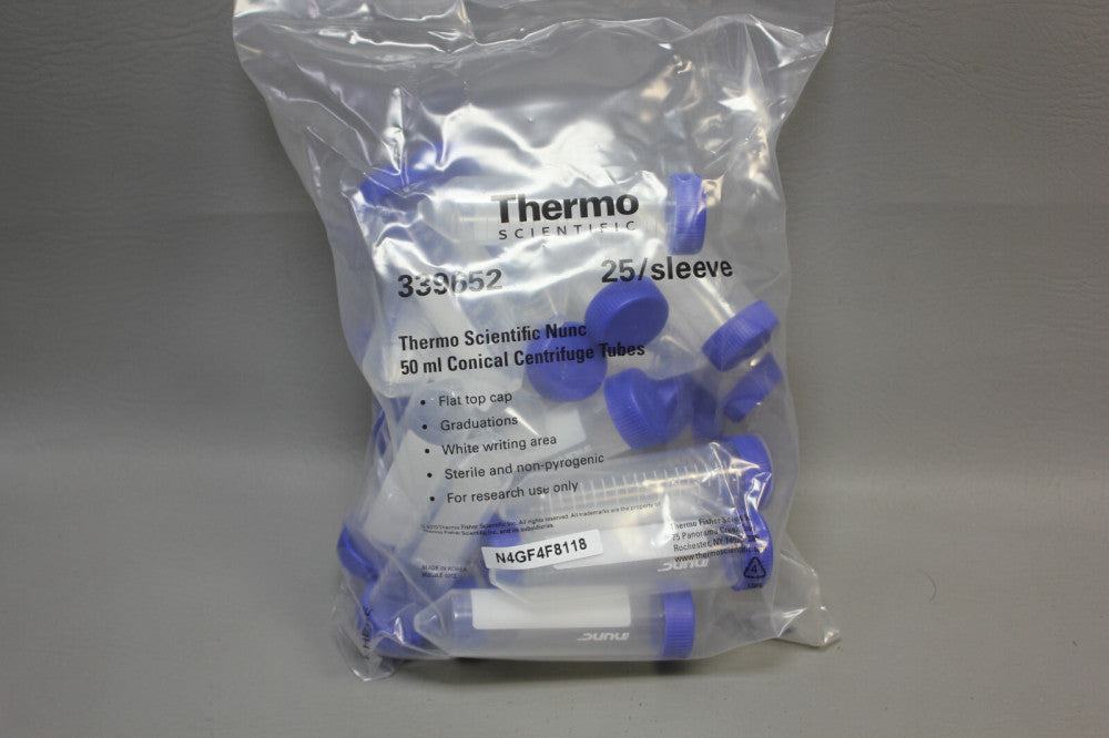 25- Thermo Scientific 339652 50mL Conical Sterile Polypropylene Centrifuge Tubes